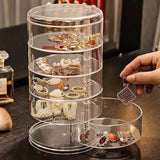 Rotating Jewelry Storage Box Organizer Display Rack with Cover