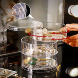 Rotating Jewelry Storage Box Organizer Display Rack with Cover