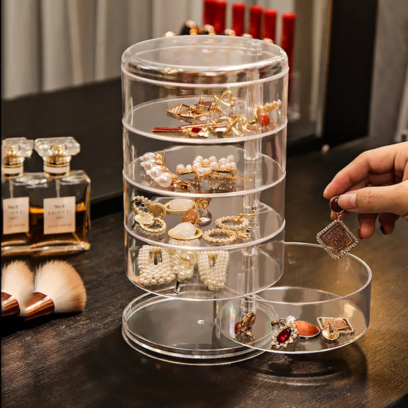 Multilayer Jewelry Storage Box Transparent Cosmetics Holder Display Rack