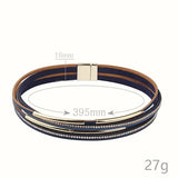 Multilayer Leather Crystal Bracelet Magnet Bangle Vintage Jewelry Gift