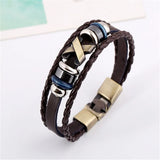 Leather Stainless Steel Men's Bracelet Magnetic Clasp Charm Jewelry