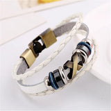 Leather Stainless Steel Men's Bracelet Magnetic Clasp Charm Jewelry