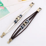 Leather Stainless Steel Men's Bracelet Magnetic Clasp Charm Jewelry