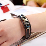 Leather Stainless Steel Men's Bracelet Magnetic Clasp Charm Jewelry