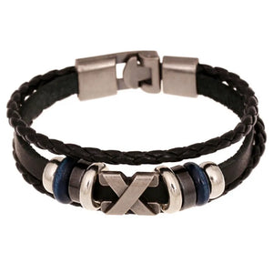 Leather Stainless Steel Men's Bracelet Magnetic Clasp Charm Jewelry
