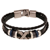 Leather Stainless Steel Men's Bracelet Magnetic Clasp Charm Jewelry