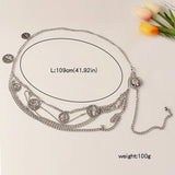Metal Tassel Waist Chain Women Thin Belt Punk Silver Portrait Pendant Body Chain