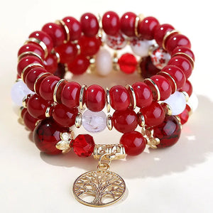 Crystal Agates Weathered Gem Stone Bead Stretch Bracelet