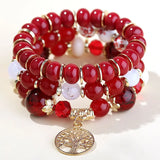 Crystal Agates Weathered Gem Stone Bead Stretch Bracelet