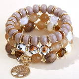 Crystal Agates Weathered Gem Stone Bead Stretch Bracelet