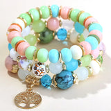 Crystal Agates Weathered Gem Stone Bead Stretch Bracelet