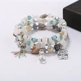 Multilayer Natural Stones Bear Charm Bracelets for Women
