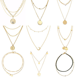 Stainless Steel Multilayer Long Pendant Necklace for Women