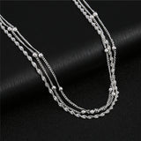 Multilayer Silver Anklet Chain with Ball Pendant for Women