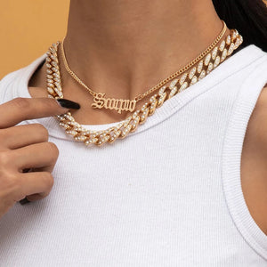 Old English Pendant Chain Necklace Set