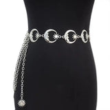Punk Gothic Moon Sun Pendant High Waist Chain Metal Belts for Women