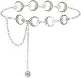 Punk Gothic Moon Sun Pendant High Waist Chain Metal Belts for Women