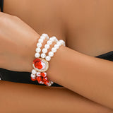 Red Blood Pearl Chain Bracelets Goth Beads Bangles