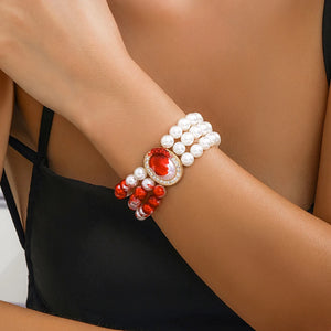 Red Blood Pearl Chain Bracelets Goth Beads Bangles