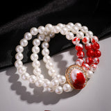 Red Blood Pearl Chain Bracelets Goth Beads Bangles