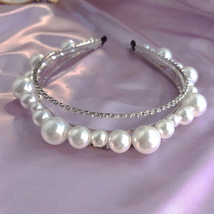 Multilayer Rhinestone Pearl Headband for Women