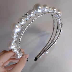 Multilayer Rhinestone Pearl Headband for Women