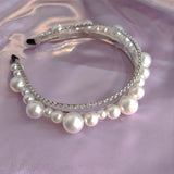 Multilayer Rhinestone Pearl Headband for Women