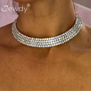 Multilayer Rhinestone Choker Necklace for Women Wedding Jewelry