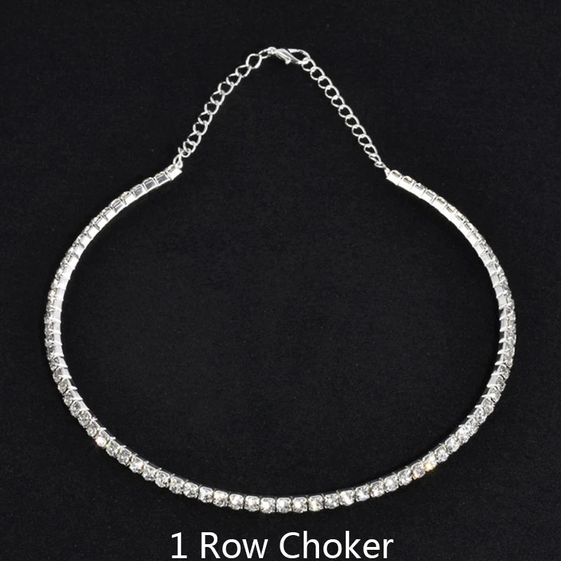 Multilayer Rhinestone Choker Necklace for Women Wedding Jewelry