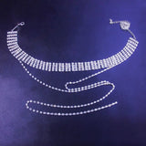 Sexy Rhinestones Tassel Necklace Long Clavicle Chain Jewelry