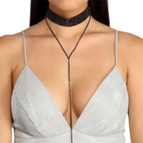 Sexy Rhinestones Tassel Necklace Long Clavicle Chain Jewelry