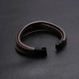 Multilayer Woven Men's Leather Bracelet Magnet Buckle