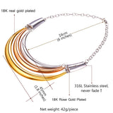 Multilayer Torque Punk Charm Women Choker Necklace Short Necklace in Gold/Rose
