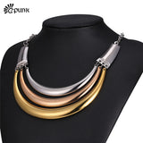 Multilayer Torque Punk Charm Women Choker Necklace Short Necklace in Gold/Rose