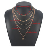 Crystal Star Pendant Necklace, Multilayer Snake Chain, Women's Jewelry N0308