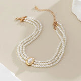Vintage Pearl Choker Necklace for Women Goth Rhinestone Chain