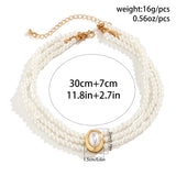 Vintage Pearl Choker Necklace for Women Goth Rhinestone Chain