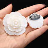 Shell Flower Pendant Mother of Pearl Charms Brooches Women DIY Necklace