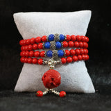 Red Cinnabar 6mm Beads Bracelet with Fish Pendant DIY B797