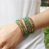 Leather Wrap Bracelet w/ Chakra Beaded Strands Boho Jewelry