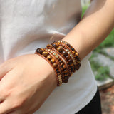 Leather Wrap Bracelet w/ Chakra Beaded Strands Boho Jewelry
