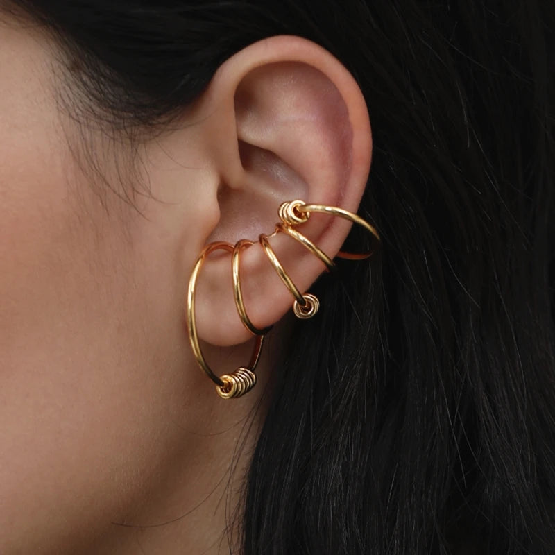 Multilayered Line Ear Cuff Earrings for Women