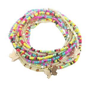 Bohemian Butterfly Beads Bracelet Cuff Bangle Jewelry