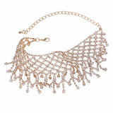 Multilayer Tassel Rhinestone Choker Statement Necklace Women Party Wedding