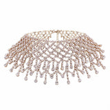 Multilayer Tassel Rhinestone Choker Statement Necklace Women Party Wedding