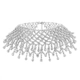 Multilayer Tassel Rhinestone Choker Statement Necklace Women Party Wedding