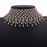 Multilayer Tassel Rhinestone Choker Statement Necklace Women Party Wedding