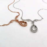 925 Silver Rose Oval Gemstone DIY Pendant Necklace 16''+2''1421108