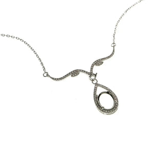 925 Silver Rose Oval Gemstone DIY Pendant Necklace 16''+2''1421108
