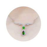 925 Silver Rose Oval Gemstone DIY Pendant Necklace 16''+2''1421108